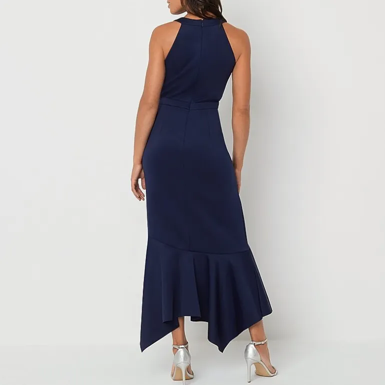 DJ Jaz Womens High-Low V Neck Sleeveless Evening Gown
