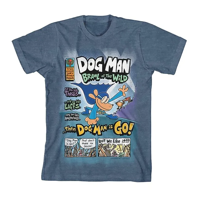 Dog Man Little & Big Kid Boys Crew Neck Short Sleeve Regular Fit Graphic T-Shirt