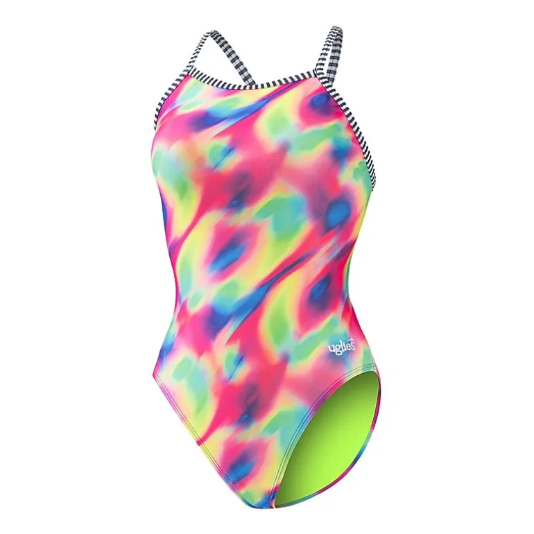 Dolfin Womens Tie Dye Juniors Plus Moderate Coverage One Piece Swimsuit