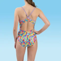 Dolfin Womens Tie Dye Juniors Plus Moderate Coverage One Piece Swimsuit