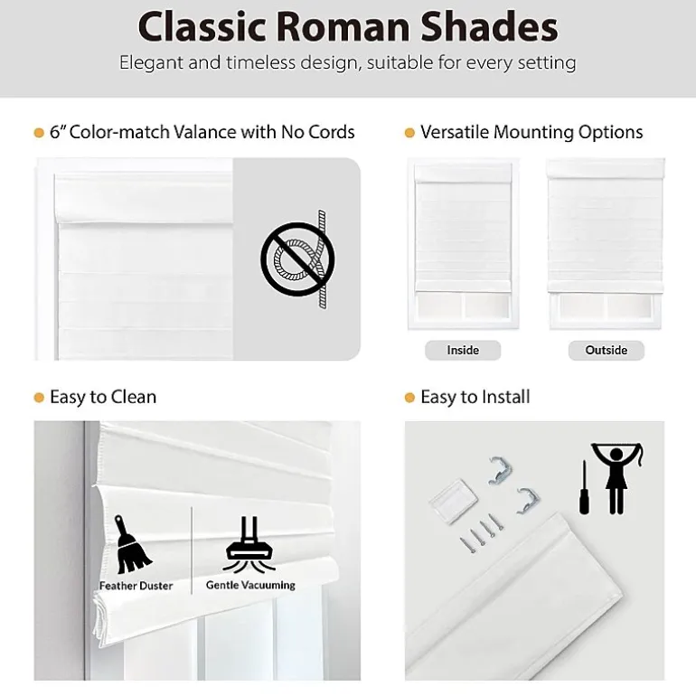 Dover Cordless Room Darkening Roman Shade