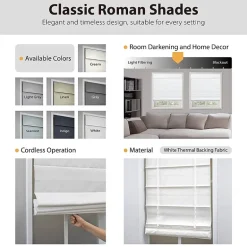 Dover Cordless Room Darkening Roman Shade
