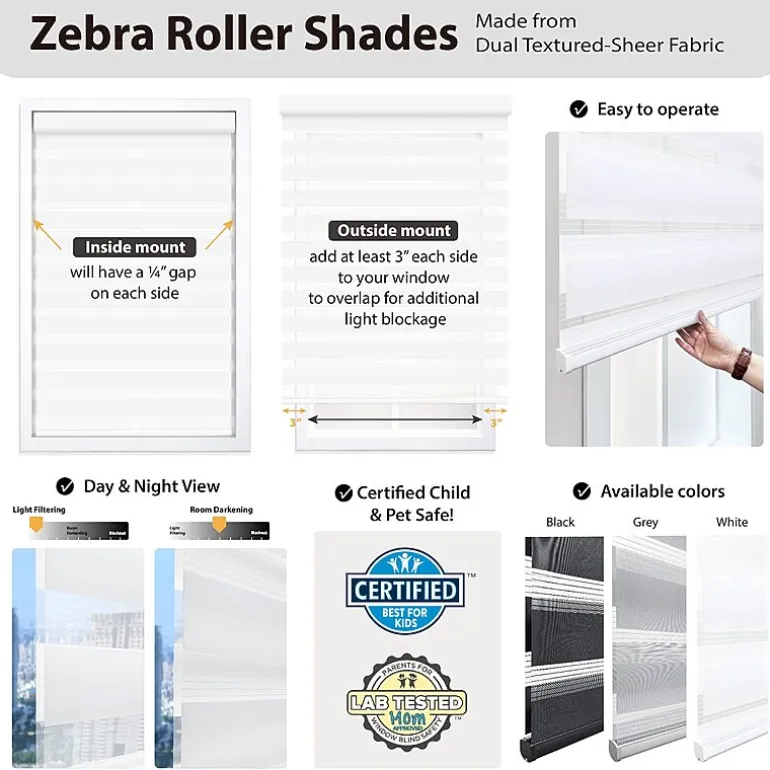 Dover Day & Night Energy Saving Cordless Light-Filtering Roller Shade