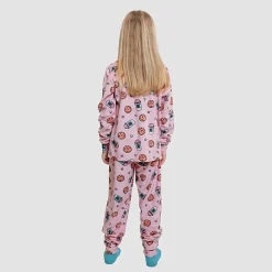 Dream Big Peace Out Little & Big Kid Girls Velour Crew Neck Long Sleeve 3-pc. Pajama Set