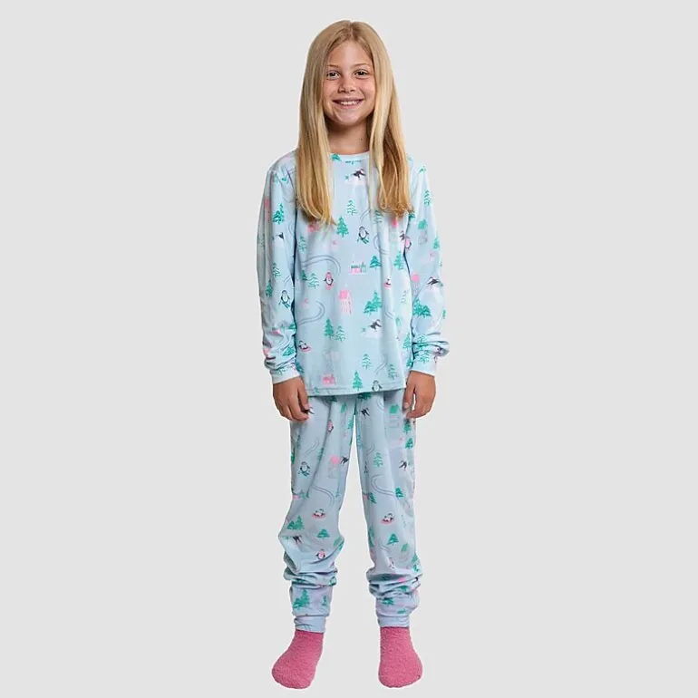 Dream Big Peace Out Little & Big Kid Girls Velour Crew Neck Long Sleeve 3-pc. Pajama Set