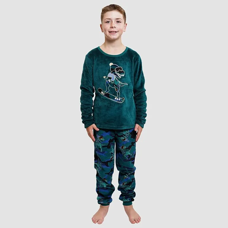 Dream Big Peace Out Little & Big Kid Boys Plush Crew Neck Long Sleeve 2-pc. Pajama Set