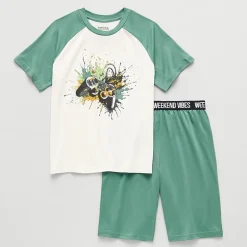 Dream Big Peace Out Little & Big Kid Boys Crew Neck Short Sleeve 2-pc. Pajama Set