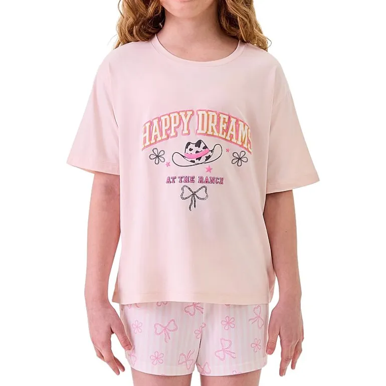 Dream Big Peace Out Little & Big Kid Girls Crew Neck Short Sleeve 2-pc. Pajama Set