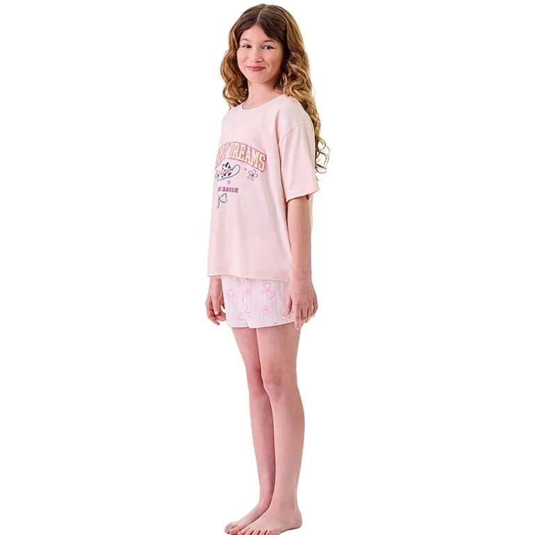 Dream Big Peace Out Little & Big Kid Girls Crew Neck Short Sleeve 2-pc. Pajama Set