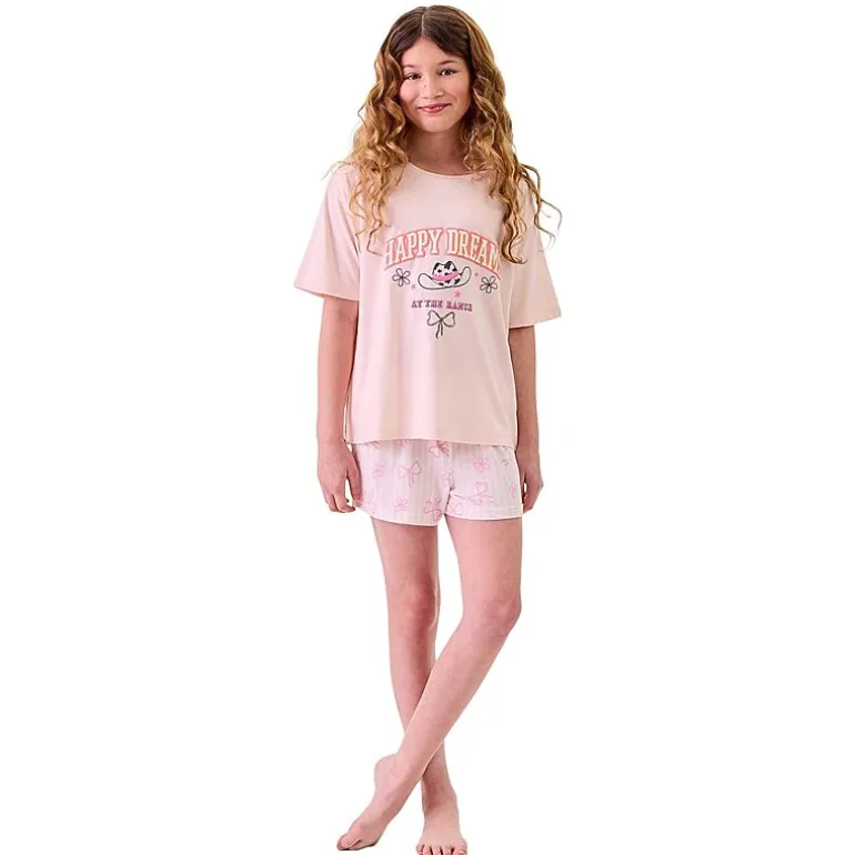 Dream Big Peace Out Little & Big Kid Girls Crew Neck Short Sleeve 2-pc. Pajama Set