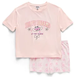 Dream Big Peace Out Little & Big Kid Girls Crew Neck Short Sleeve 2-pc. Pajama Set