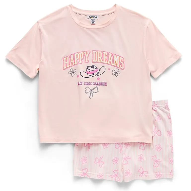 Dream Big Peace Out Little & Big Kid Girls Crew Neck Short Sleeve 2-pc. Pajama Set
