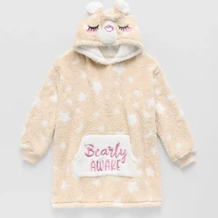 Dream Big Peace Out Lounger Little & Big Kid Girls Plush Long Sleeve Hooded Nightgown