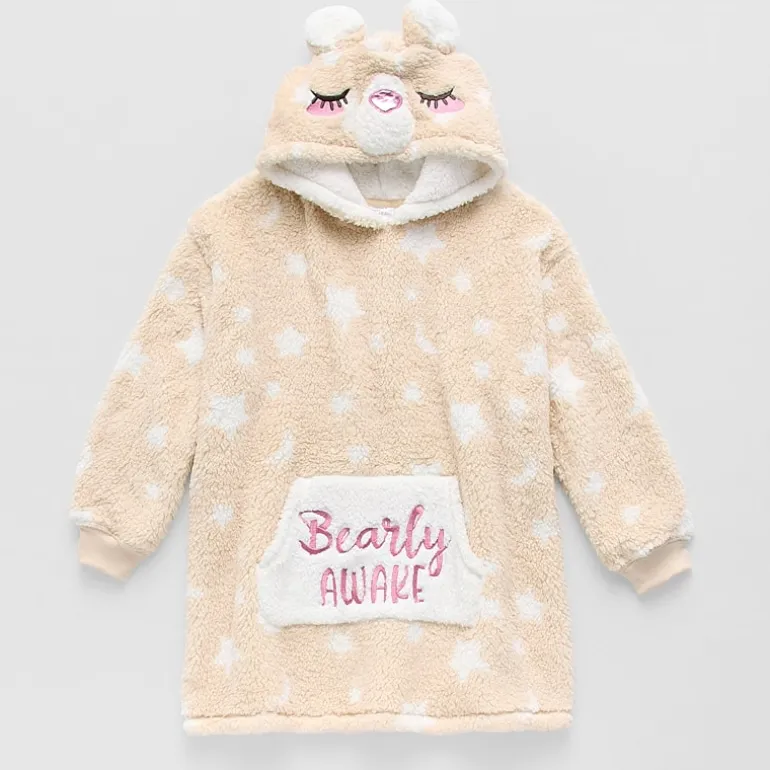 Dream Big Peace Out Lounger Little & Big Kid Girls Plush Long Sleeve Hooded Nightgown