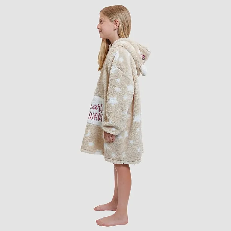 Dream Big Peace Out Lounger Little & Big Kid Girls Plush Long Sleeve Hooded Nightgown