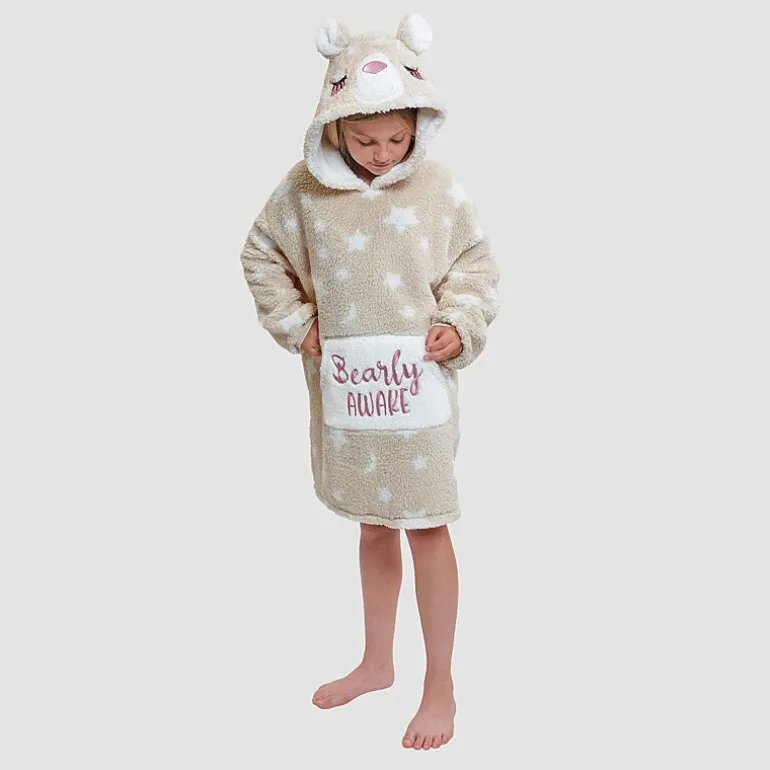 Dream Big Peace Out Lounger Little & Big Kid Girls Plush Long Sleeve Hooded Nightgown