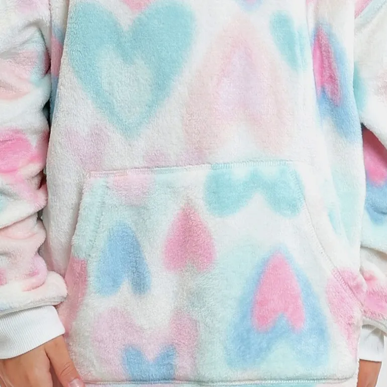 Dream Big Peace Out Lounger Little & Big Kid Girls Plush Long Sleeve Hooded Nightgown