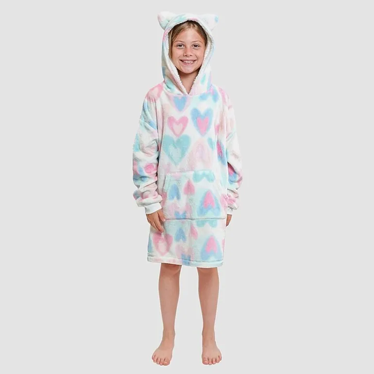 Dream Big Peace Out Lounger Little & Big Kid Girls Plush Long Sleeve Hooded Nightgown