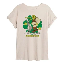 Dreamworks Shrek Prone To Shenanigans And Malarkey Tee Womens Juniors Scoop Neck Short Sleeve Regular Fit Graphic T-Shirt