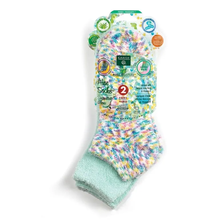 Earth Therapeutics Green & Multi Colored Aloe Moisturizing Socks