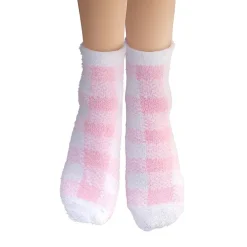 Earth Therapeutics Pink Plaid Aloe Moisturizing Socks
