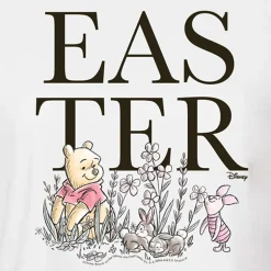 Easter Cropped Tee Womens Juniors Crew Neck Short Sleeve Boxy Fit Winnie The Pooh Graphic T-Shirt