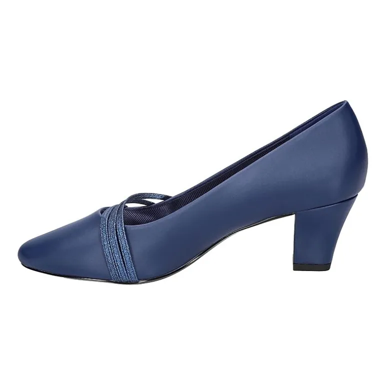 Easy Street Cristiny Womens Round Closed Toe Block Heel Pumps