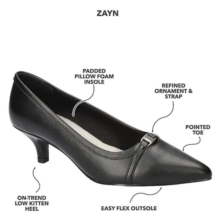 Easy Street Zayn Womens Pointed Closed Toe Kitten Heel Pumps