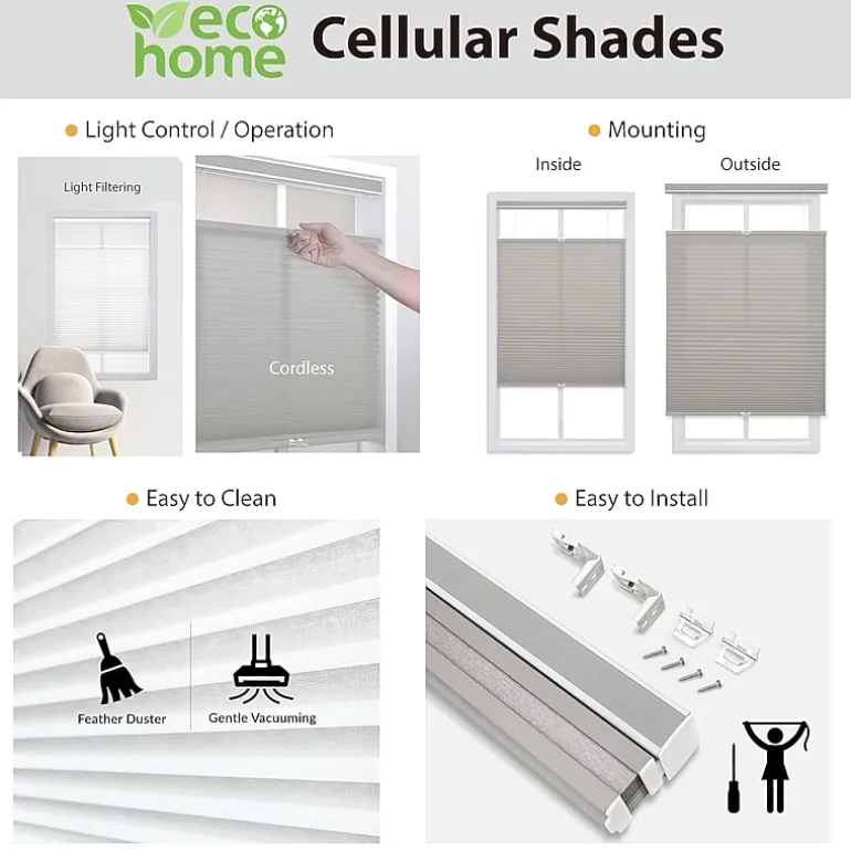 Eco Estates Custom Cordless Top Down Bottom Up Light-Filtering Cellular Shade