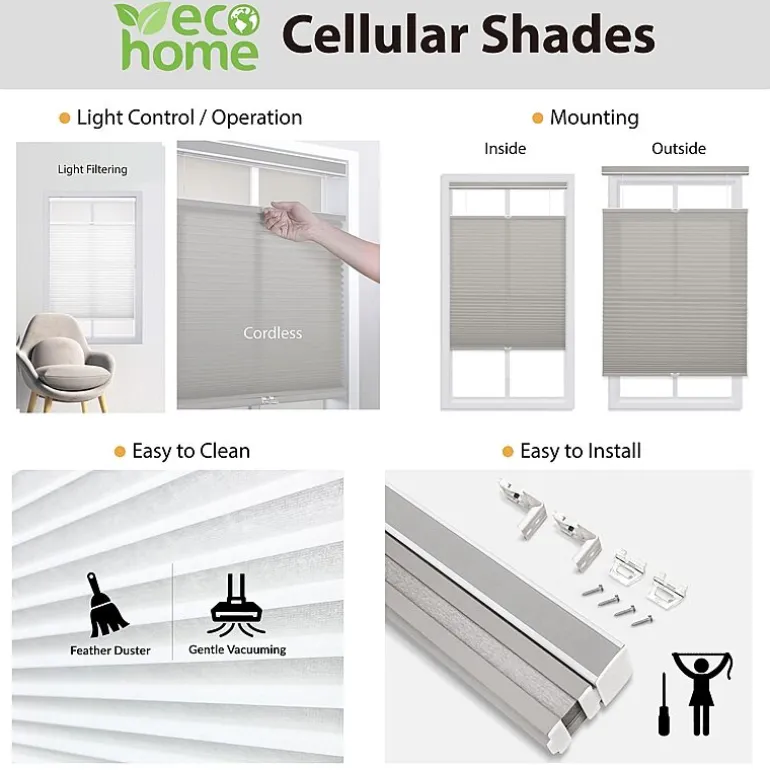 Eco Estates Custom Cordless Top Down Bottom Up Light-Filtering Cellular Shade