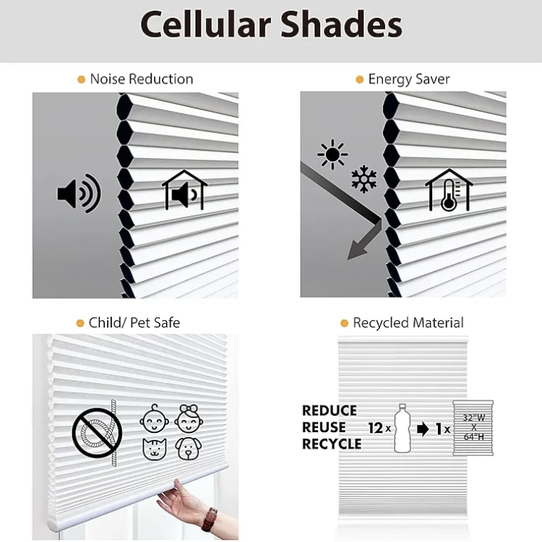 Eco Estates Cut-To-Width Cordless Top Down Bottom Up Blackout Cellular Shade