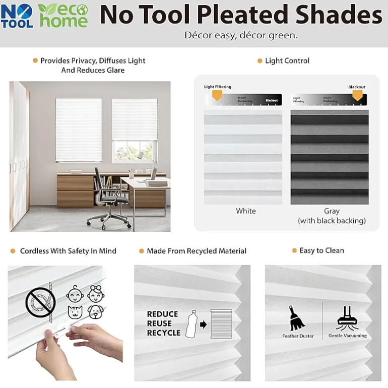 Eco Estates Fabric Cordless Blackout Pleated Shade