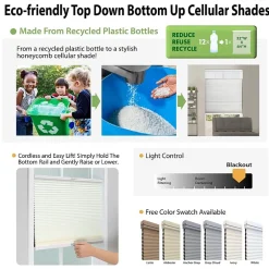 Eco Estates Honeycomb Custom Cordless Top Down Bottom Up Blackout Cellular Shade