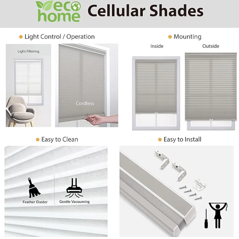 Eco Estates Modern Signature Collection Custom Cordless Light-Filtering Cellular Shade