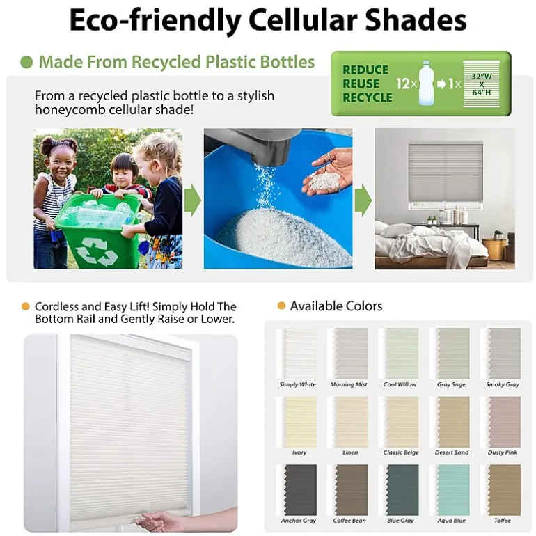 Eco Estates Modern Signature Collection Custom Cordless Light-Filtering Cellular Shade