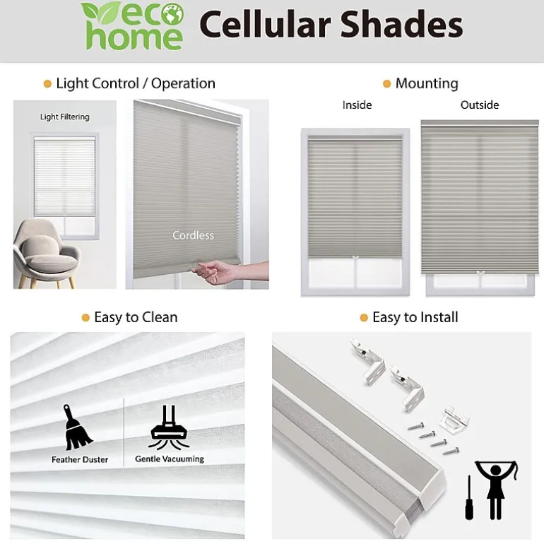 Eco Estates Modern Signature Collection Custom Cordless Light-Filtering Cellular Shade