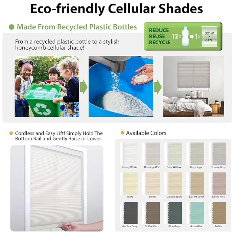 Eco Estates Modern Signature Collection Custom Cordless Light-Filtering Cellular Shade
