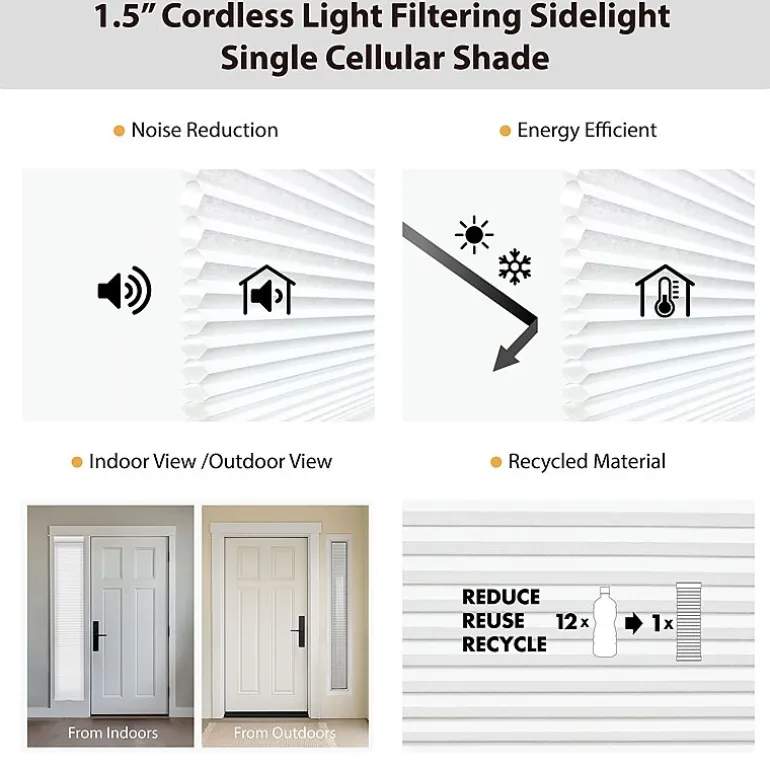 Eco Estates Sidelight Cut-To-Width Cordless Light-Filtering Cellular Shade