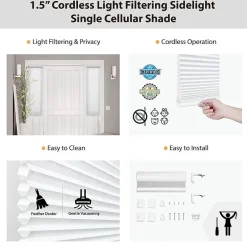 Eco Estates Sidelight Cut-To-Width Cordless Light-Filtering Cellular Shade