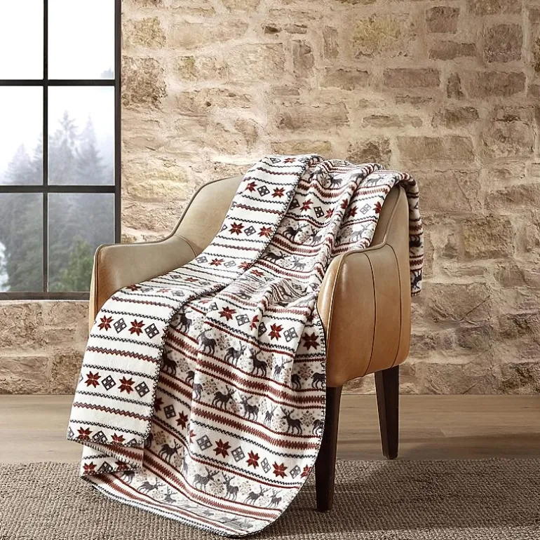 Eddie Bauer Deer Snowflake Washable Throw