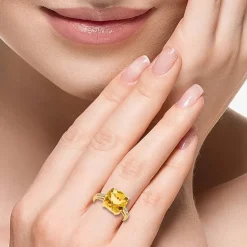 Effy Final Call Womens Genuine Gemstone 14K White/Yellow/Rose Gold Cushion Cocktail Ring