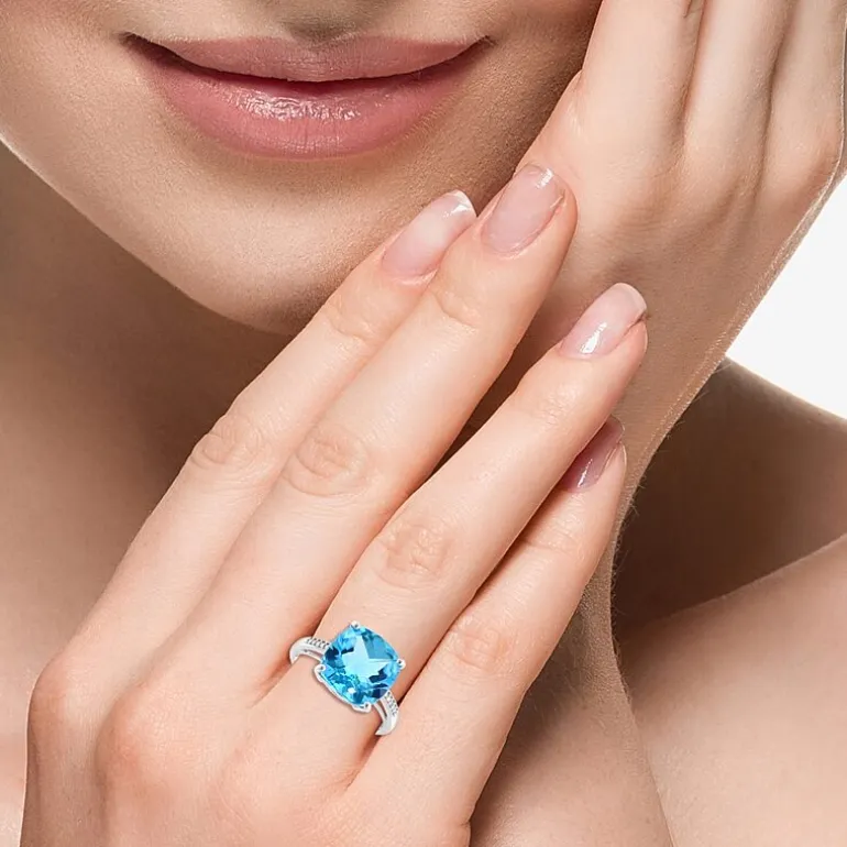 Effy Final Call Womens Genuine Gemstone 14K White/Yellow/Rose Gold Cushion Cocktail Ring