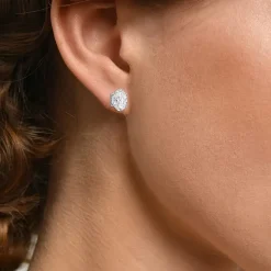 ( E-F/Si1-Si2 ) 2 CT. T.W. Lab-Grown Diamond 14K Gold 8mm Oval Stud Earrings