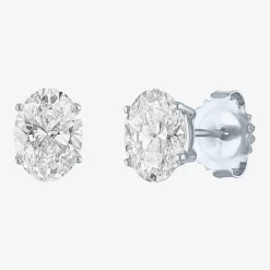 ( E-F/Si1-Si2 ) 2 CT. T.W. Lab-Grown Diamond 14K Gold 8mm Oval Stud Earrings