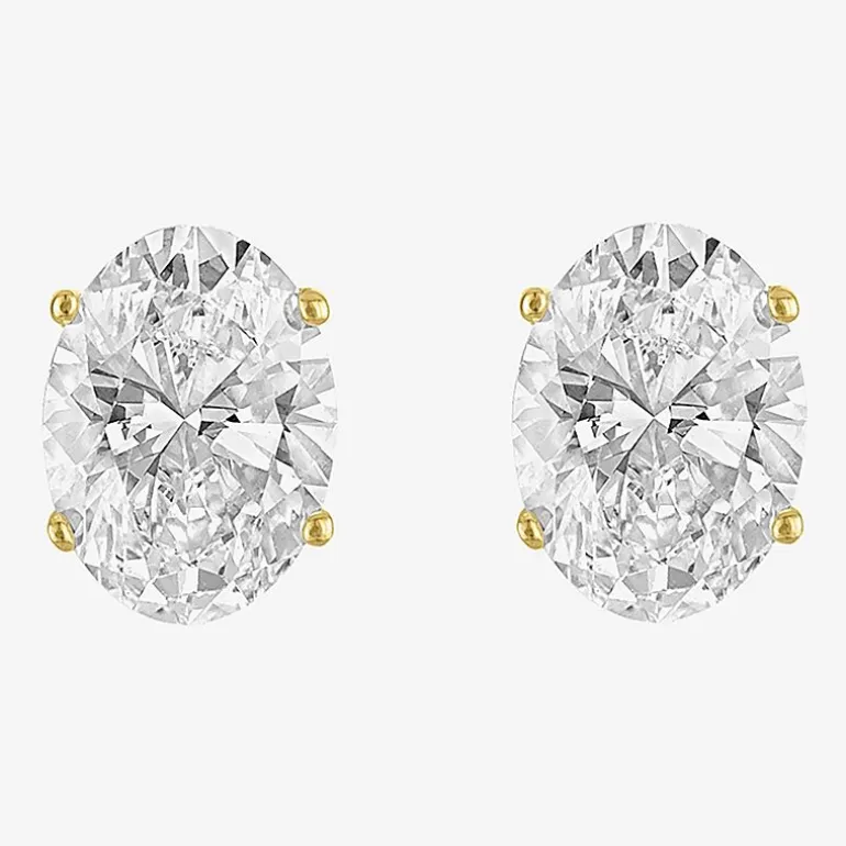 ( E-F/Si1-Si2 ) 2 CT. T.W. Lab-Grown Diamond 14K Gold 8mm Oval Stud Earrings