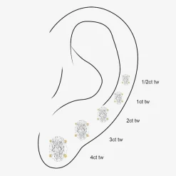 ( E-F/Si1-Si2 ) 2 CT. T.W. Lab-Grown Diamond 14K Gold 8mm Oval Stud Earrings