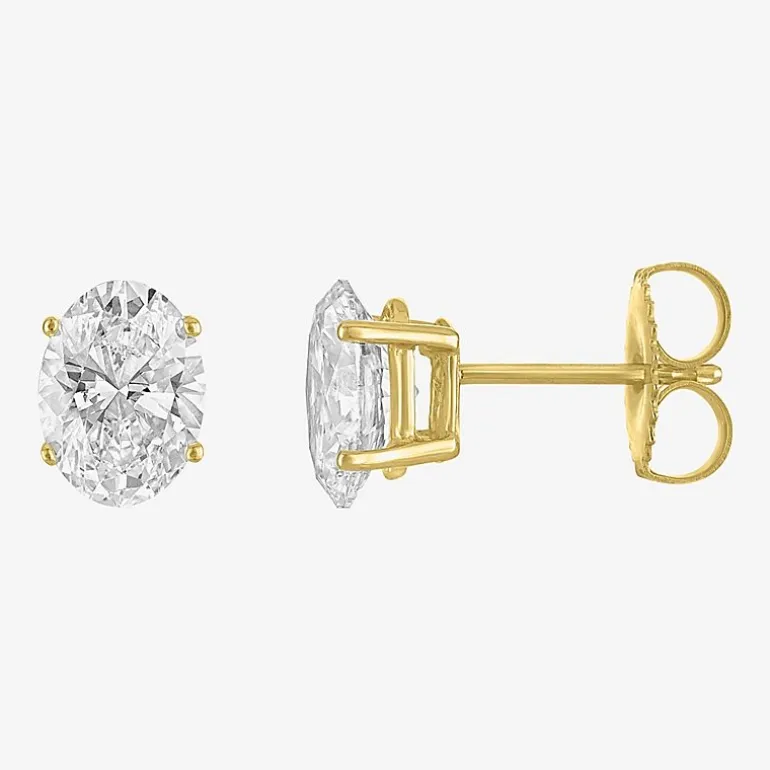( E-F/Si1-Si2 ) 2 CT. T.W. Lab-Grown Diamond 14K Gold 8mm Oval Stud Earrings