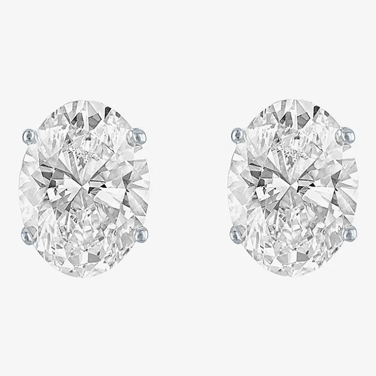 ( E-F/Si1-Si2 ) 2 CT. T.W. Lab-Grown Diamond 14K Gold 8mm Oval Stud Earrings