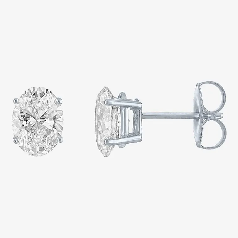 ( E-F/Si1-Si2 ) 2 CT. T.W. Lab-Grown Diamond 14K Gold 8mm Oval Stud Earrings