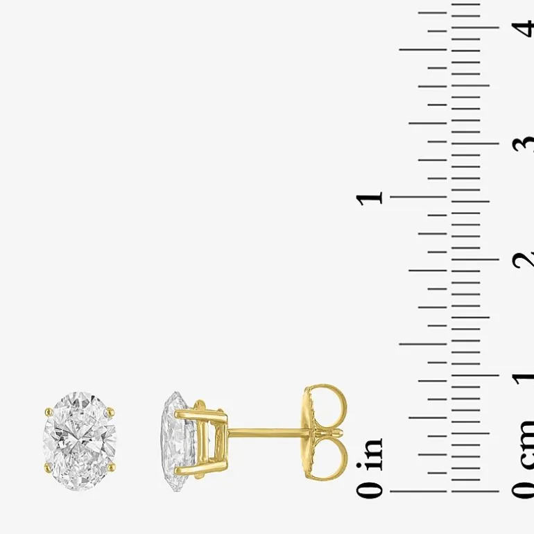 ( E-F/Si1-Si2 ) 2 CT. T.W. Lab-Grown Diamond 14K Gold 8mm Oval Stud Earrings